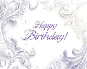 Happy Birthday design with elegant swirls and pastel colors