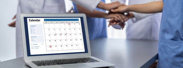 Calendar on computer software application for brisk schedule planning for personal organizer and...