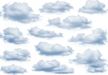 Obraz premium Soft Blue Cloudscape on White - Dreamy, serene, peaceful, airy, light; symbolizing tranquility, hope, freedom, and purity