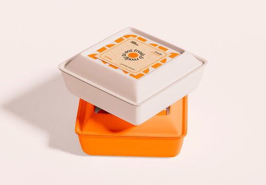 Stacked Food Packaging Container Mockup