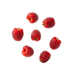 fresh red raspberries isolated on a white background, a juicy and nutritious berry rich in antioxidants and vitamins, commonly used in desserts, smoothies and healthy diets	