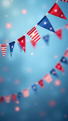 Fototapeta premium colorful american flag usa banner features bold flags vibrant colors soft blue blur