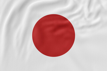 3D waving flag of Japan with glossy round design and red circle symbol