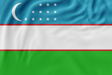 Obraz premium A waving flag illustration featuring the flags of uzbekistan with elements of patriotism, national symbols, and vibrant colors like green, red, and white