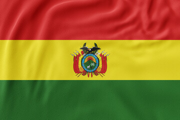 Flags of bolivia with patriotic symbols and vibrant colors waving in the wind