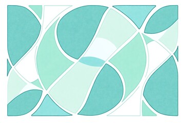 Aquatic interplay of geometric forms in refreshing teal shades display