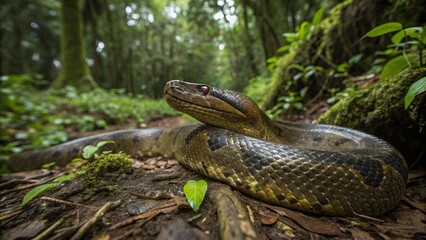 Fototapeta premium Anaconda On White Background