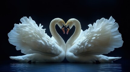 Obraz premium Two swans in a heart shape