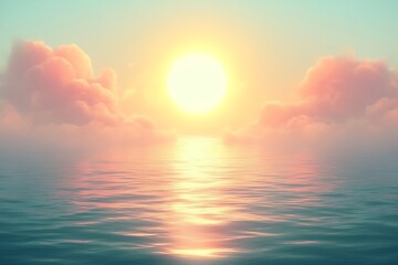 Fototapeta premium Gentle sunlight reflection over the sea water surface at dawn
