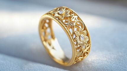 Floral Filigree Gold Ring - Stylish Jewelry