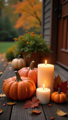 outdoor pumpkin candle setup thanksgiving creates warm autumn home