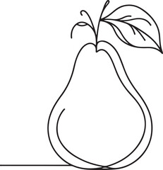 Pear Line Drawing Vector. Modern Fruit Art