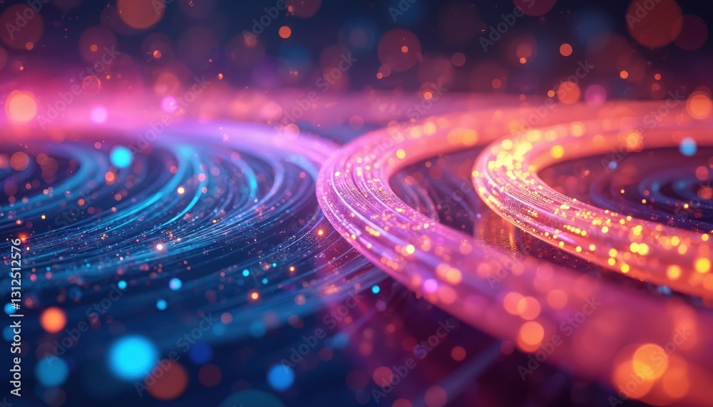 Leinwandbilder abstract 3d rendering background featuring colorful innovative tech with fiber optic cables. blue, p