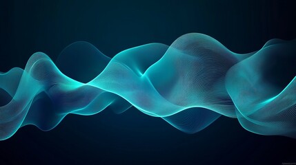 deep blue and teal abstract design with smooth flowing patterns and layered waveforms, futuristic and elegant, artistic and vibrant composition