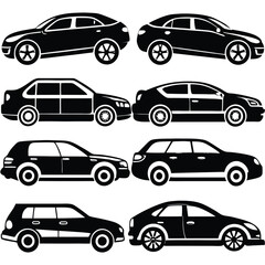 Car Illustrations,
Vehicle Silhouettes,
Black and White Cars.
