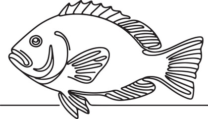 Snapper Fish Line Art Vector