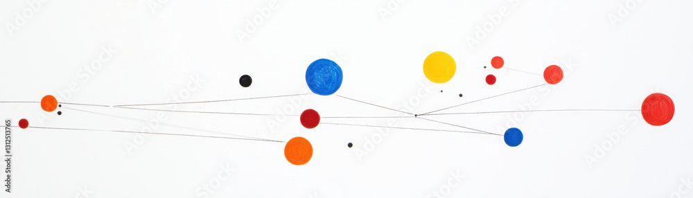 Wall mural colorful abstract minimalist visualization with circles and lines