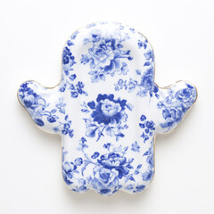 blue and white porcelain hamsa hand wall art,