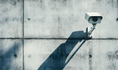 Security camera on a concrete wall providing surveillance and safety measures