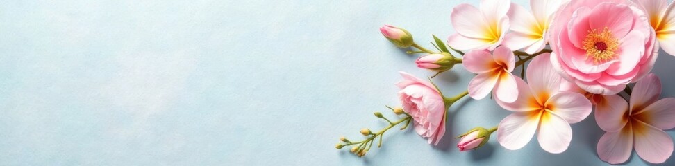 Naklejka premium Delicate pastel floral bouquet on textured paper, blue, delicate