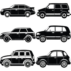 Car Illustrations,
Vehicle Silhouettes,
Black and White Cars.