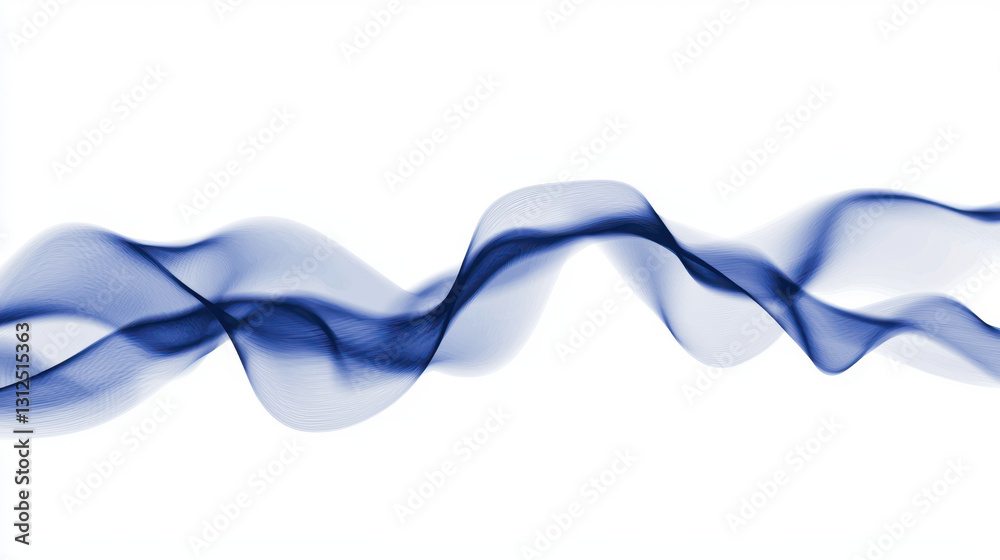 Wall mural flowing blue waves create sense of movement and tranquility in this abstract design