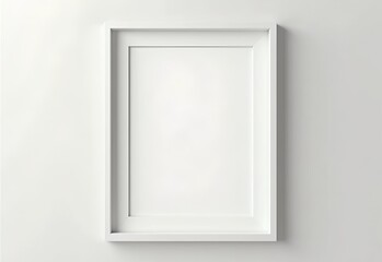 blank picture frame on a minimalistic wall, isolated on white background, modern simple white photo frame with copy space