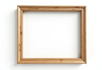 wooden photo frame isolated on white background, picture border decoration on wall, copy space, blank, empty image
