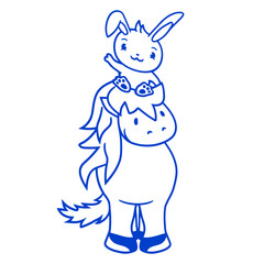 Bunny Horse Riding Rider Pony Horsey Waving Cute Design Lover Art Vector Illustration Card T-Shirt Poster Sticker Graphic Print Decorative Drawing Isolated Logo Decoration Symbol Creative Cool Style
