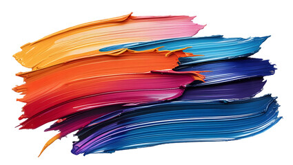 Vibrant paint strokes in various colors creating an artistic display on a white background during a creative session