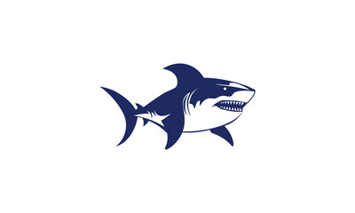 Blue shark illustration logo design