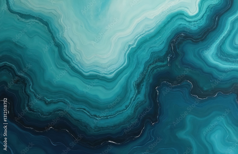 Poster abstract marble background with fluid texture in teal, blue, green shades. beautiful colourful swirl