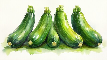 zucchini clipart watercolor art illustration detailed illustration
