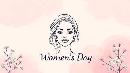International women day theme with lady face and pink color background