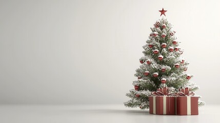 Christmas Tree, Gifts, White Room, Holiday