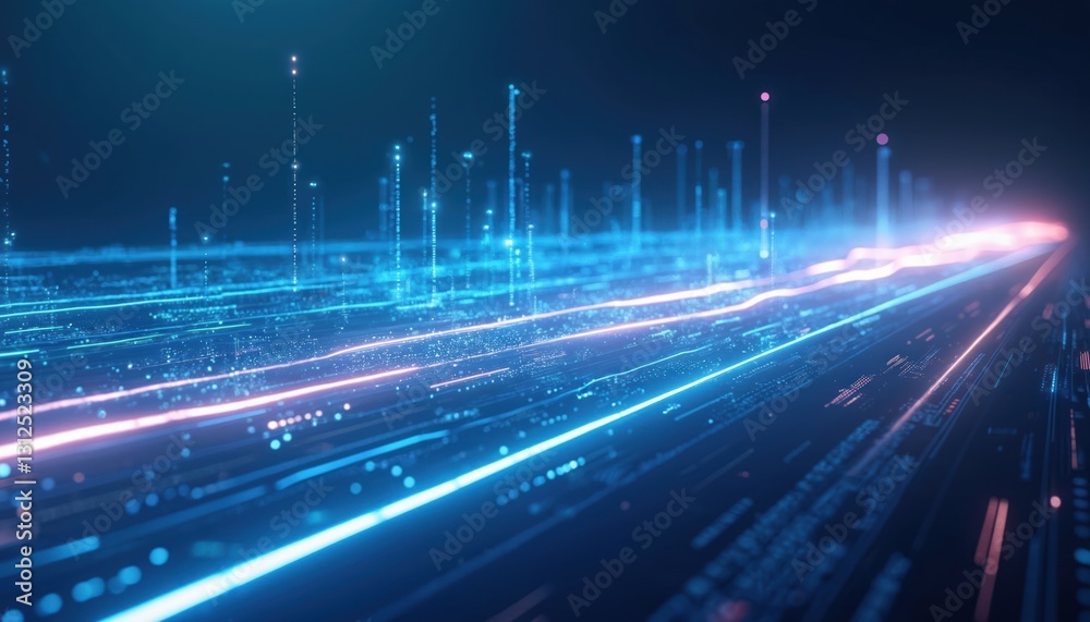 Aufkleber tech roadmap abstract blue background. futuristic digital network, data flow concept. information te