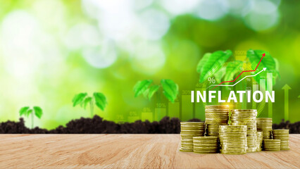 Inflation rate hike percentage concept. economic direction Concept of reducing purchasing power...
