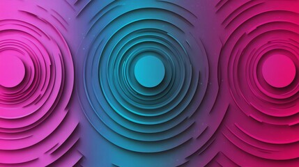 Obraz premium Abstract Concentric Circles Background in Pink and Blue Gradient Style