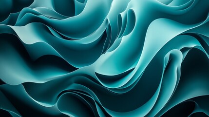 Obraz premium deep teal and blue abstract background with soft flowing patterns and layered waveforms, futuristic and elegant, artistic and vibrant composition