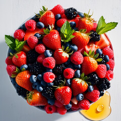 Obraz premium Verities fruit with a mix of berries white background 