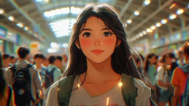 Efforts to impress a crush unfold in a bustling school corridor during the vibrant morning hour
