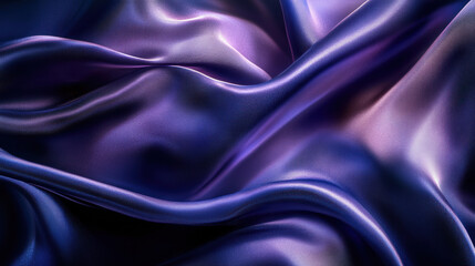 Obraz premium A fine art close-up of a rippling satin fabric, shimmering under a dual-tone light scheme of soft purple and electric blue