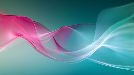 Naklejka premium deep teal and pink abstract background with smooth gradients and layered waveforms, futuristic and elegant, artistic and vibrant composition