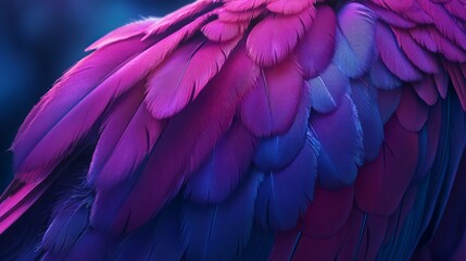 Fototapeta premium Up-close shot of a parrot's colorful purple feathers.
