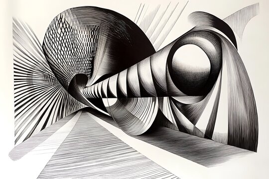 Intricate Hatchwork Forms in Abstract Composition for Contemporary Design