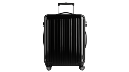 black travel suitcase , luggage isolated on white background . transparent png 	