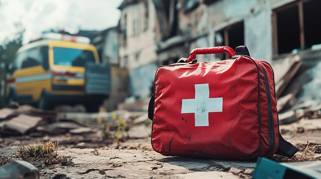 Modern Emergency Preparedness Aesthetic Bold Red Survival Kit with Essential Supplies for Safety, Crisis Response, and Disaster Readiness