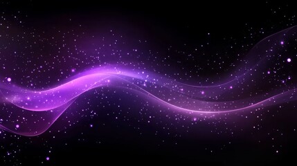 Obraz premium Purple Wave Abstract Glowing Particles, Dark Background, Cosmic Concept, Digital Art Abstract, Cosmic Background