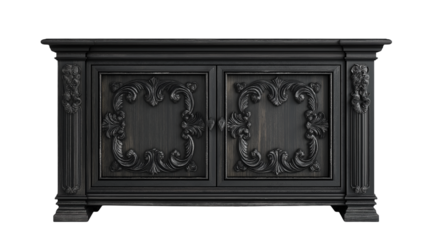 
black  wooden chest of drawers isolated on white  background , furniture	. transparent png