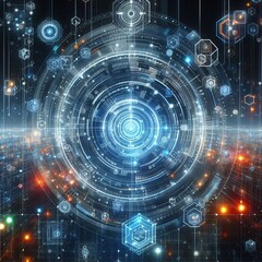 Digital abstract background with AI. A concept for modern technology, computers and artificial intelligence.